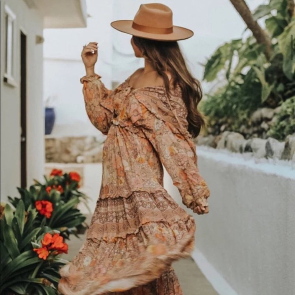 Long Sleeve Boho Floral Gypsy Print Maxi Dress - Picture 11 of 15